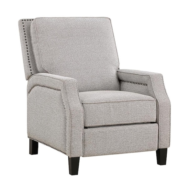 Push Back Recliner Coconut Chenille Nailhead Trim Wingback