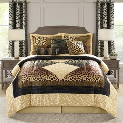 Queen Safari Comforter Set with 7-Piece Styling & Coordinated Bolster