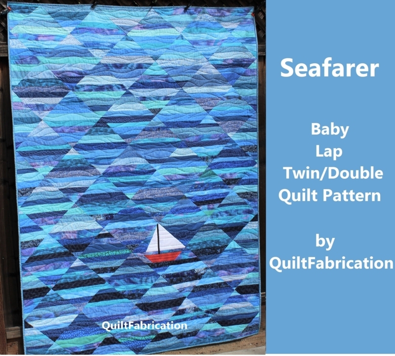 Quilt Wavy String Blocks Sailboat Accent Blue Gradient Pattern