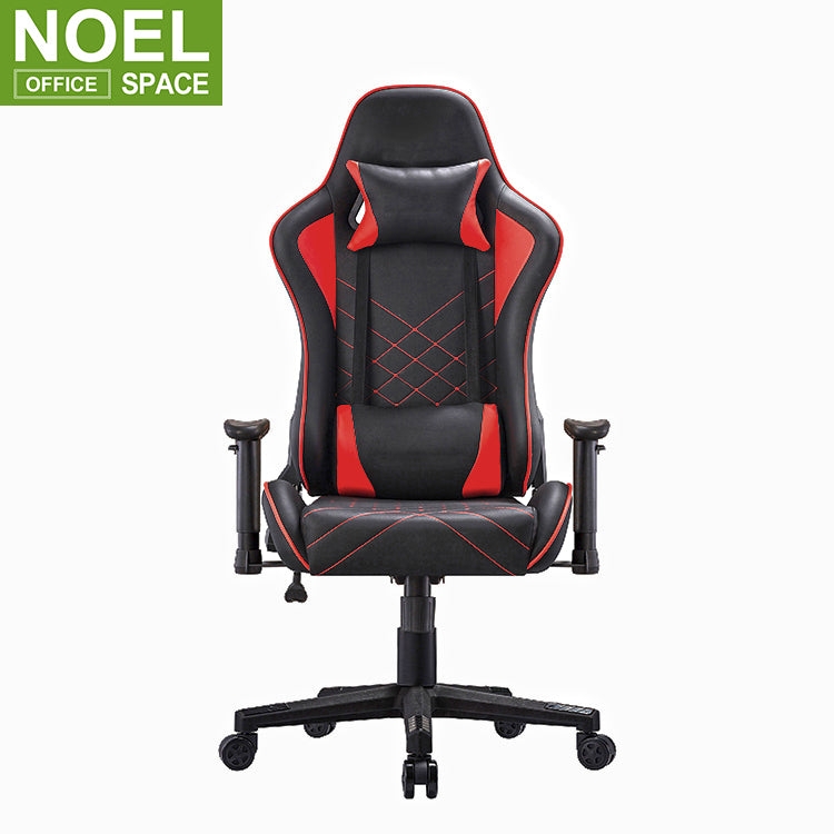 Racing Gaming Chair featuring Diamond Quilted Stitching and Red Accents