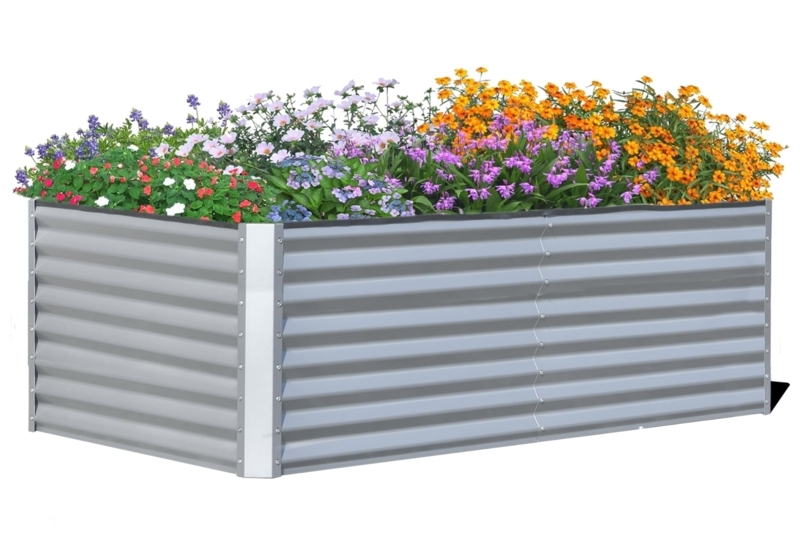 Raised Garden Bed Deep Planting Depth Corrugated Silver Finish