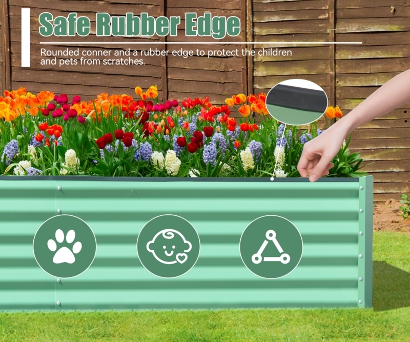 Raised Garden Bed Rubber Edge Trim Sage Green Corrugated Rounded