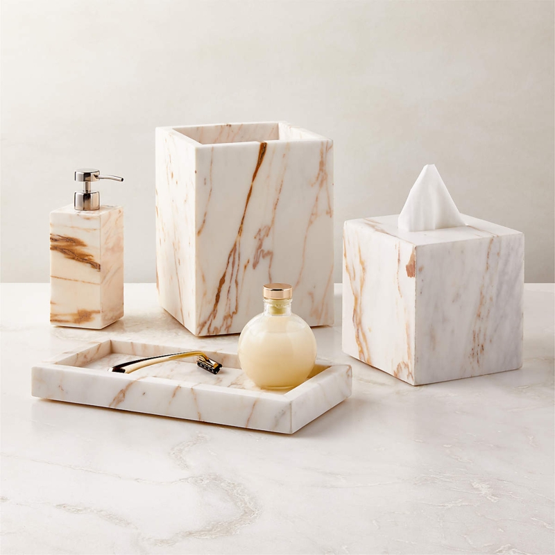 Ramsey Calacatta Gold Marble Vanity Tray + Reviews | CB2