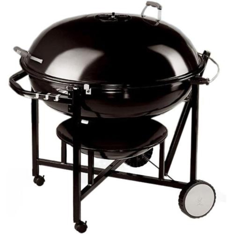 Ranch Kettle Charcoal Grill with Oversized Enameled Basin and Hinged Lid