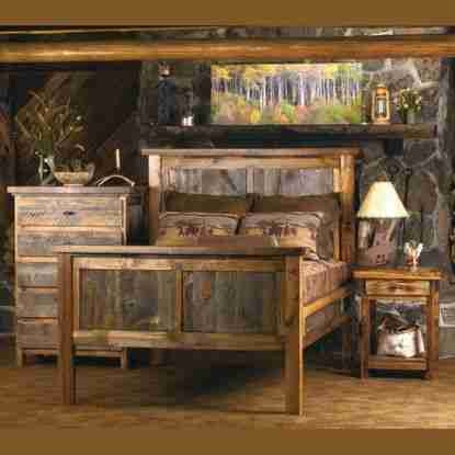 Reclaimed Barnwood Bedroom Furniture Set with Weathered Inset Paneling