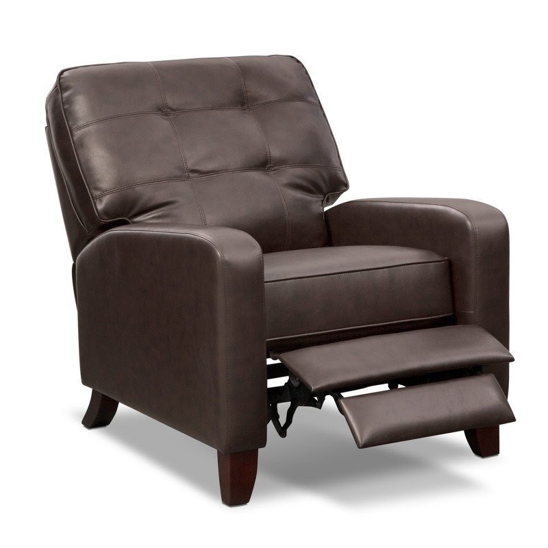 Recliner Chair Chocolate Brown Tufted Back Low Profile