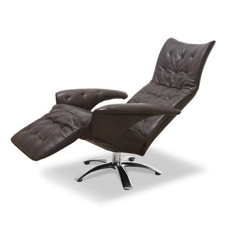 Recliner Chair Espresso Brown Flared Arms Five Star Base Tufted