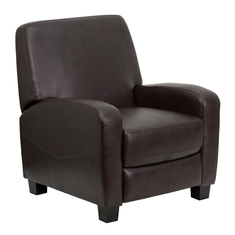 Recliner Chair Espresso Brown Hidden Footrest Low Back Transitional