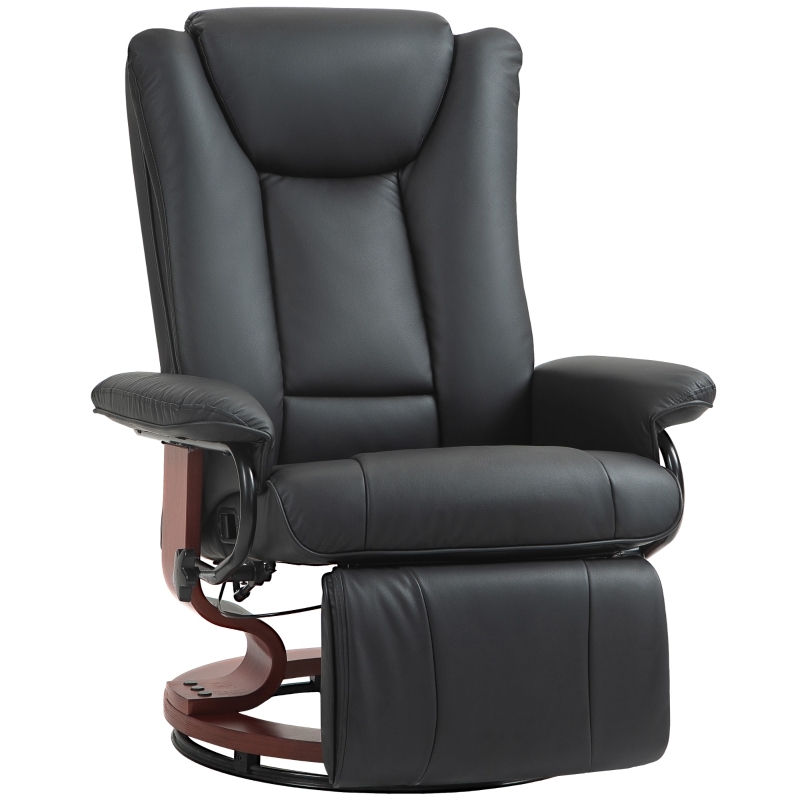 Recliner Chair: Modern RV Lounge in Matte Black with Curved Wood Frame