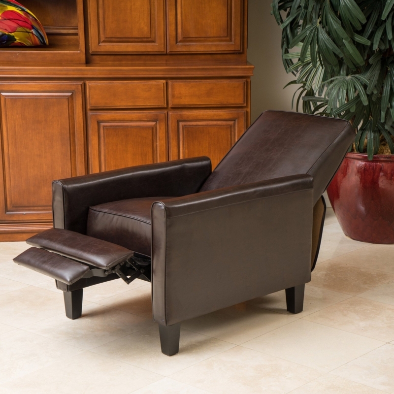 Recliner Chair: Modern Square Track Arms in Espresso with Tapered Legs