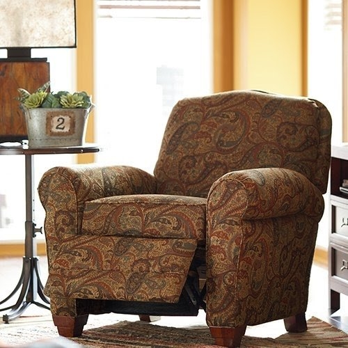 Recliner Chair Paisley Pattern Rolled Arms Low Profile Traditional