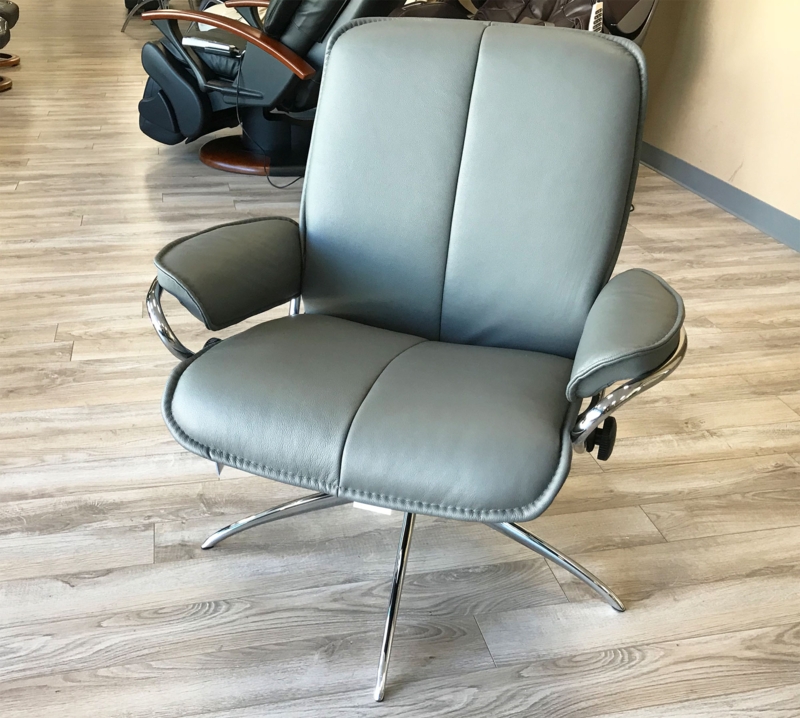 Recliner Chair Slate Grey Chrome Star Base Central Stitching