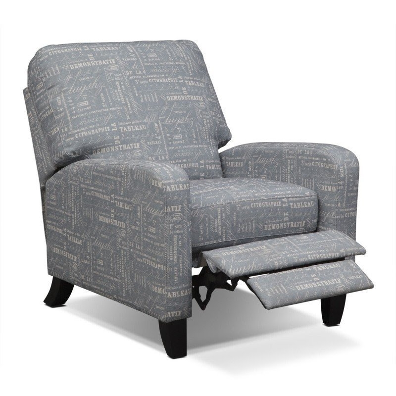 Recliner Chair Typographic Print Slate Grey Low Back Rolled Arms