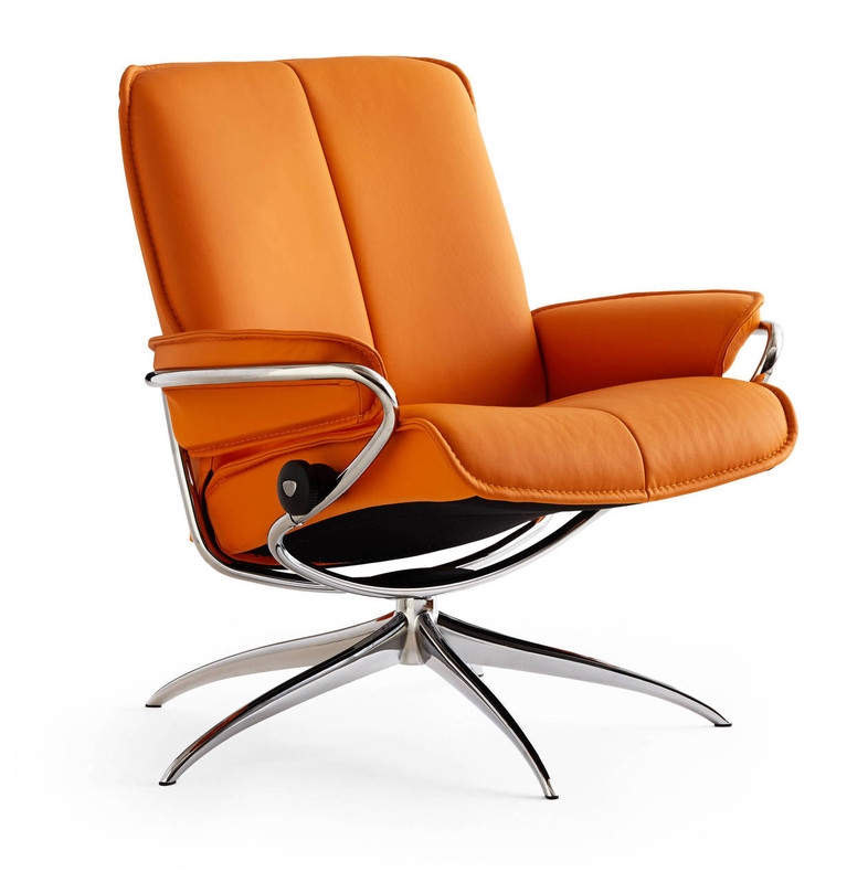Recliner Chair Vibrant Orange Polished Star Base Modern