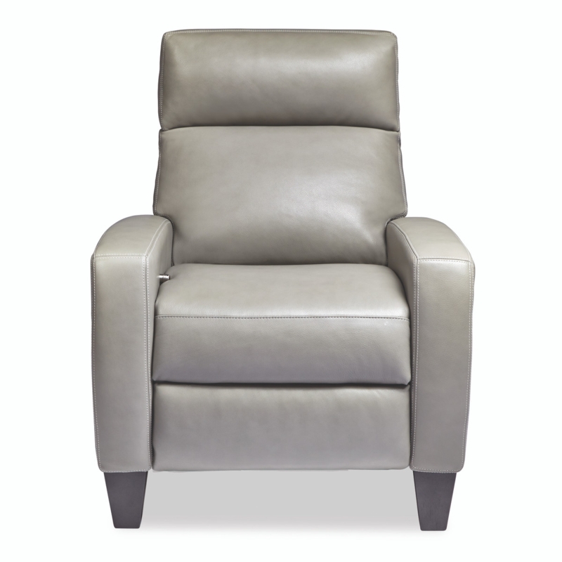 Recliner, Contemporary Warm Grey Leather with Track Arms