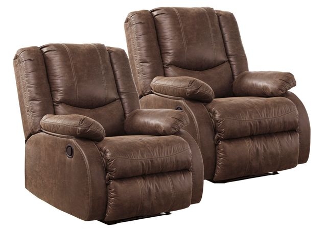 Recliner Pair Distressed Coffee Brown Zero Wall Pillow Top Arms