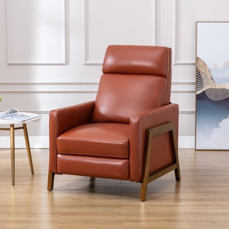 Recliner, Terracotta Geometric Wood Frame