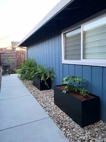Rectangle Planter Low Profile Clean Lines Metal Like Matte Finish Box