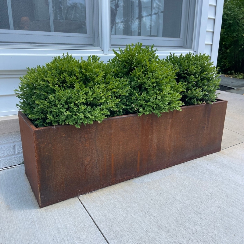 Rectangular Planter Rusted Orange Weathered Patina Corten Trough