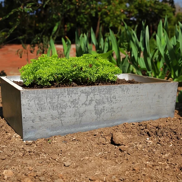Rectangular Planter Weathered Grey Finish Low Profile Steel Box