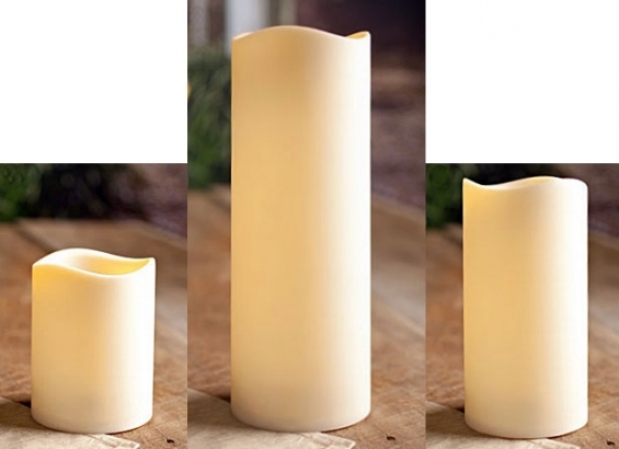 Resin Flameless Candle Set Wavy Edge, Staggered Heights, Outdoor