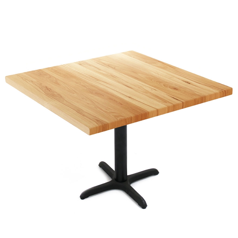 Restaurant Table: Square Wood Look Top on Commercial Four-Prong Base