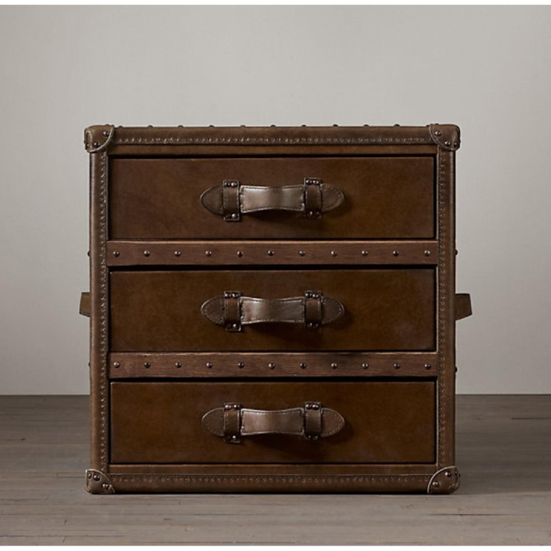 Restoration Hardware Leather Trunk Side Table