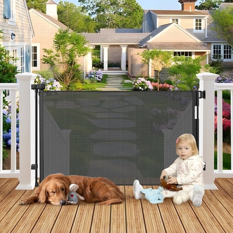 Retractable Gate Semi Transparent Mesh Matte Black Weatherproof