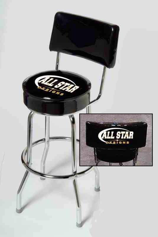 Retro Chrome Bar Stools, Dual Branding, Glossy Black Finish