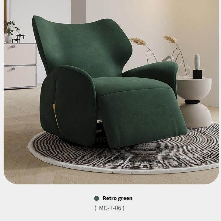 Retro Green Recliner Chair Velvet Fabric Gold Toggle Accent