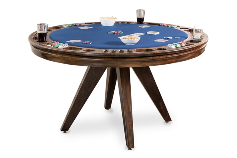 Reversible Top Round Game Table with Splayed Wood Legs
