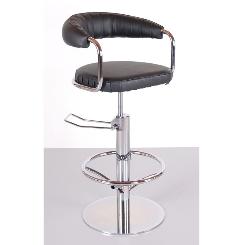 Ribbed Backrest Bar Stool, Polished Chrome Frame & Disc Base.