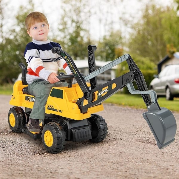 Ride-on Excavator with Functional Digging Arm and Steering Handle Control