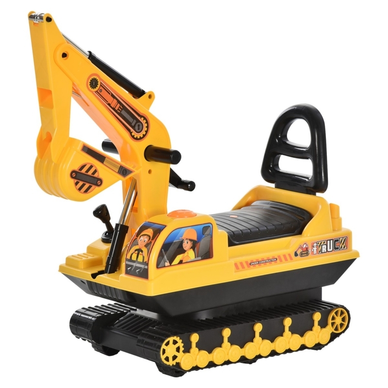 Ride-on Excavator with Movable Digger Arm and Textured Crawler Tracks