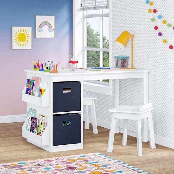 RiverRidge Home White Kids Art Activity Table with Craft Storage Cubbies  Bookracks and Removable Cups 02-416 - The Home Depot
