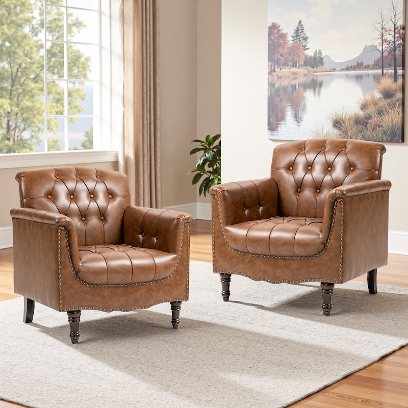 Rolled Arm Club Chair with Scalloped Apron Detail