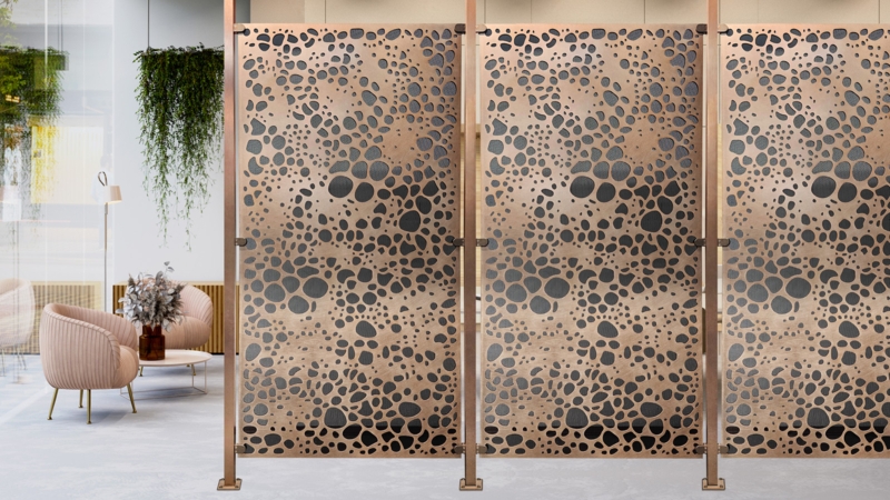 Room Divider Copper Perforated Organic Cellular Pattern Screen