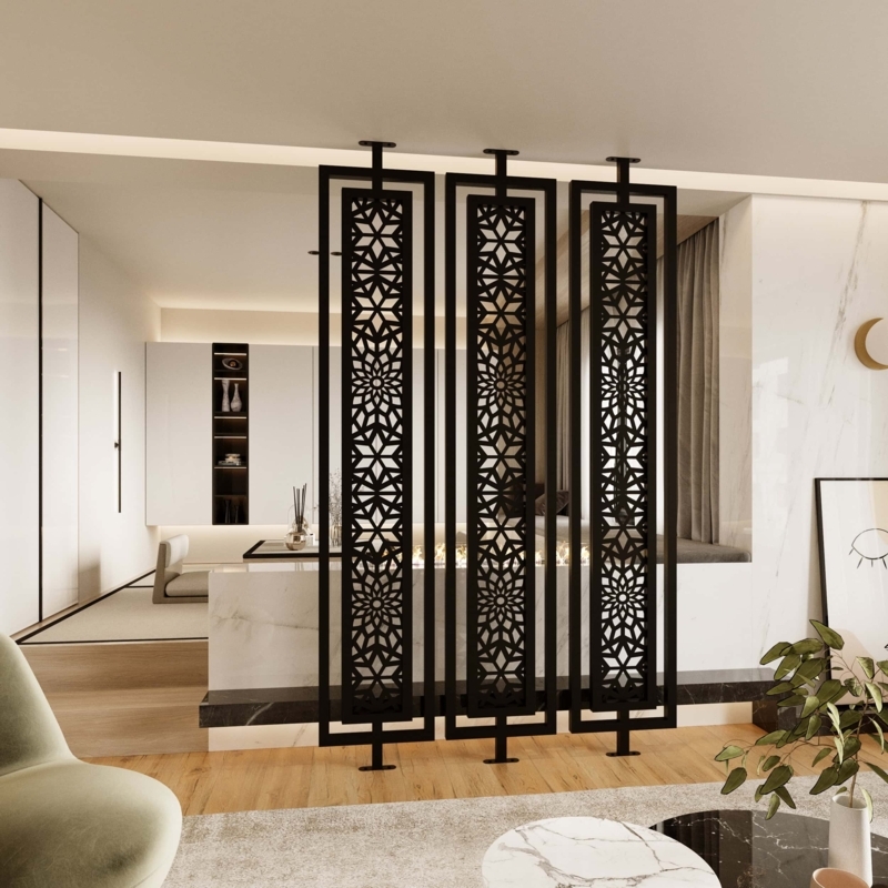 Room Divider Geometric Star Pattern Double Framed Bespoke Height