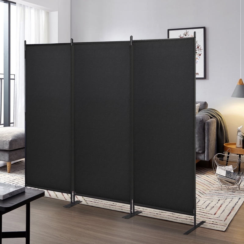 Room Divider Textile Folding Screen T-Shaped Feet Portable
