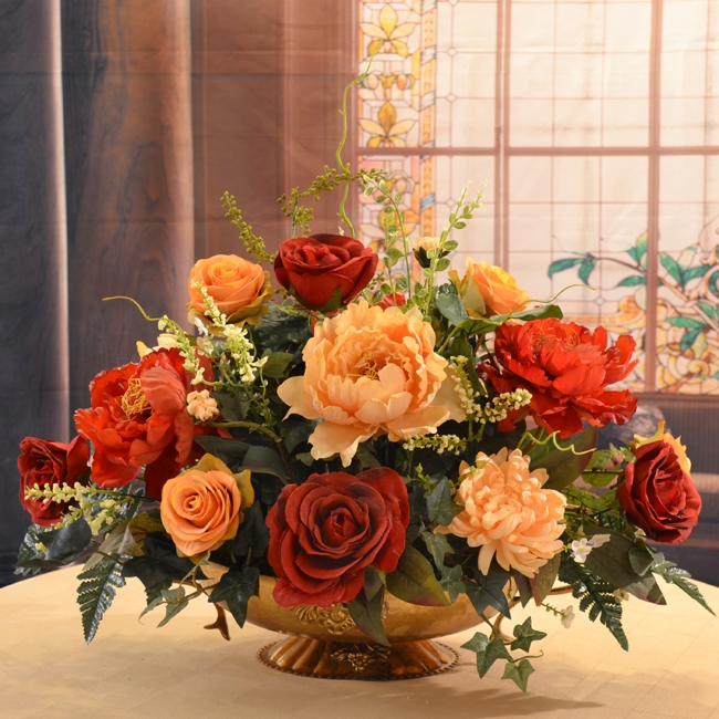 Rose and Peony Large Silk Flower Centerpiece AR352