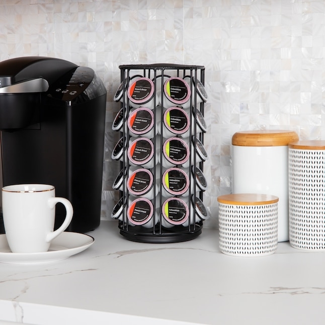 Rotating Wire Coffee Pod Holder Carousel, 35 Capacity Matte Black