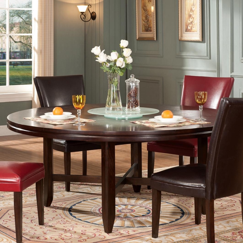Round 72 Inch Dining Table, Espresso with Mixed Color Seating
