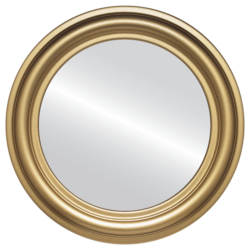 Round Wall Mirror, Sprayed Metallic Finish & Tiered Molding Frame