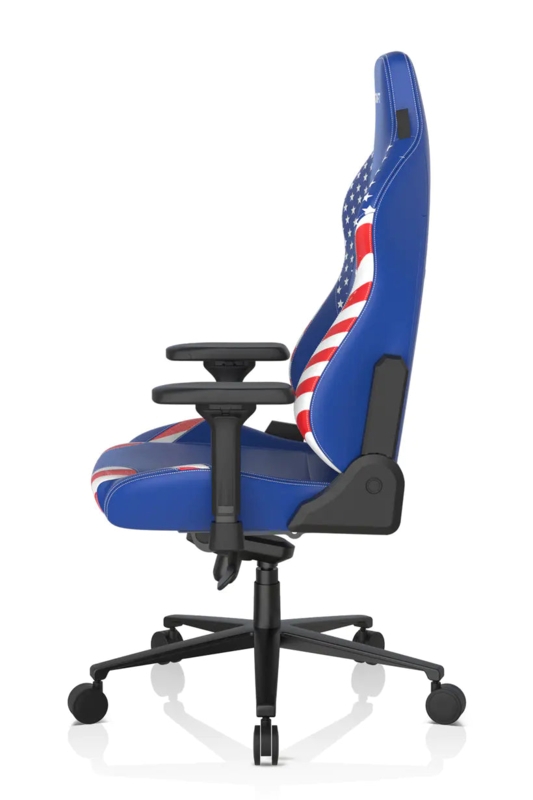 Royal Blue Gaming Chair featuring an American Flag Pattern Motif