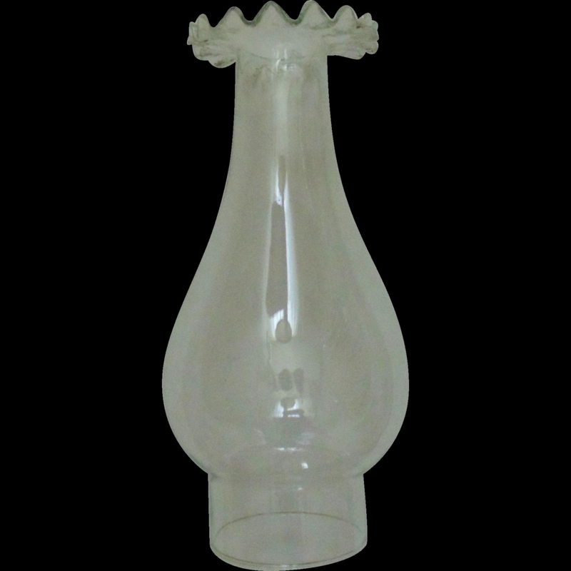Ruffled Lamp Chimney Crystal Glass Bulbous Shape Vintage Traditional