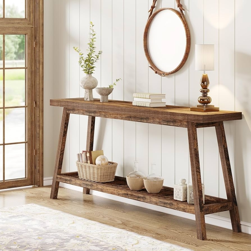 Rustic Farmhouse Entryway Table with Distinctive A-Frame Legs