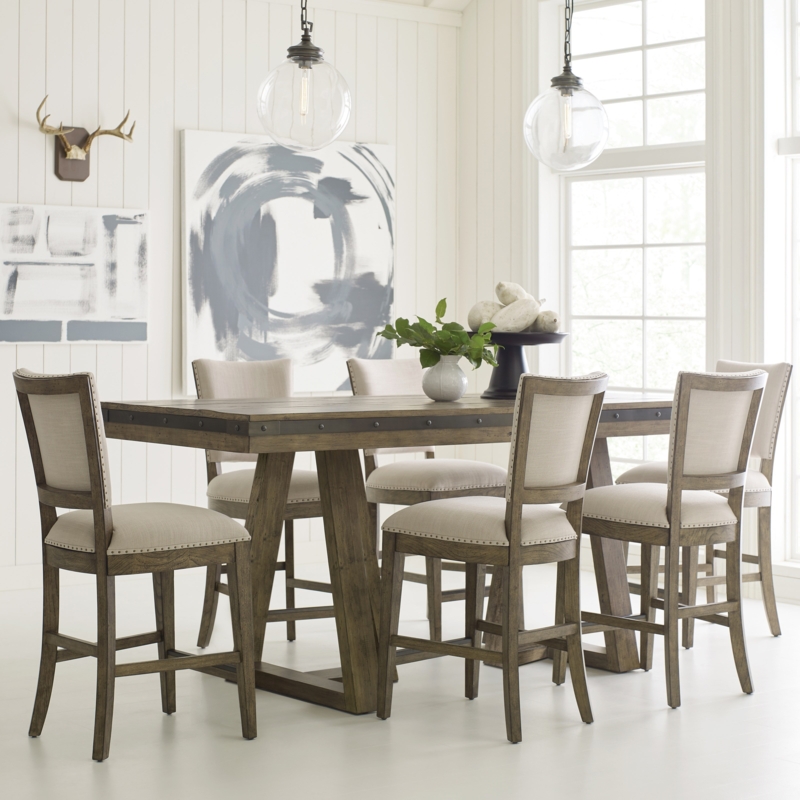 Rustic Industrial Dining Set Nailhead Trim Rivet Accents