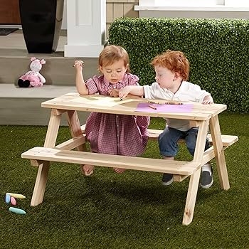 Rustic Kids Picnic Table featuring Integrated Benches and A-Frame Legs