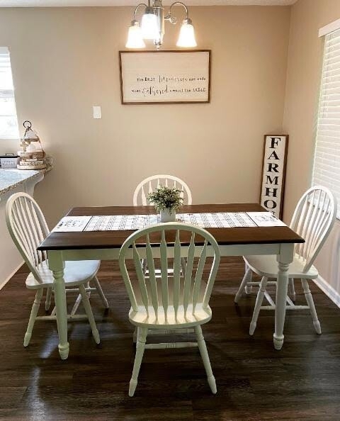 Rustic Kitchen Table Set Spindle Back Chairs Turned Legs Two Tone