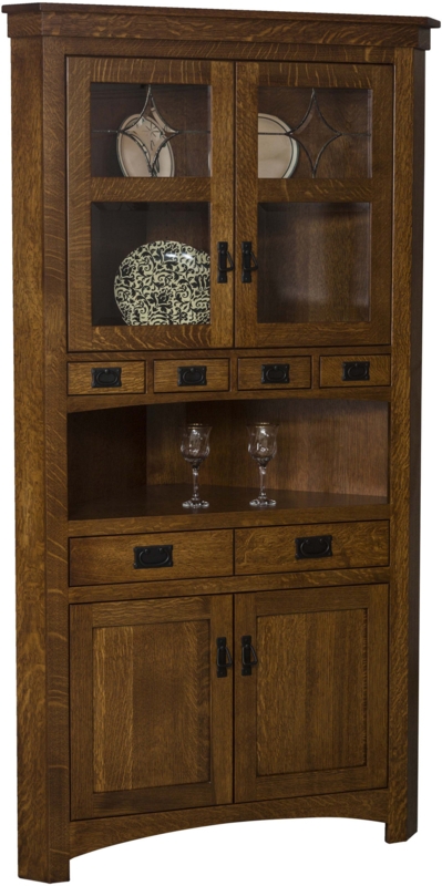 Rustic Mission Corner Curio with Open Display Niche